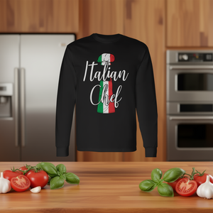T-shirt à manches longues pour chef italien avec motif drapeau, thème de cuisine amusant - Product Image 3