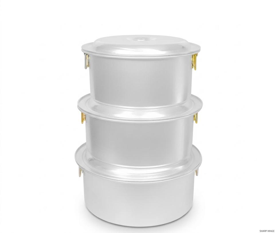 Durable 3 PCS Aluminum Cookware Set with Lid Small Large Capacity No ...