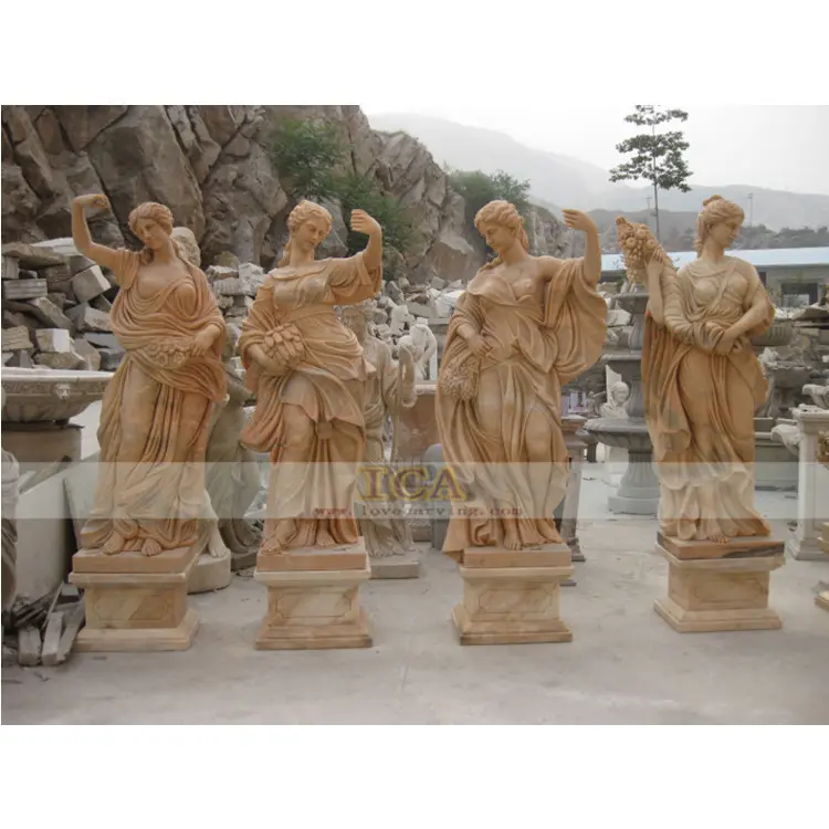 Areia clássico ao ar livre mármore quatro estações escultura deus decoração