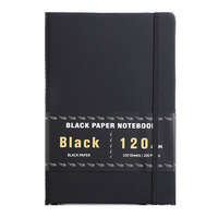 Carnet de notes professionnel personnalisé A5 avec couverture souple en cuir PU, logo, pages intérieures noires, édition cadeau