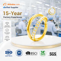 Cincin Hidung Titanium ASTM F136 Berlapis Emas 24K Berkualitas Tinggi Klasik dengan Zirkon dan Berlian Satu Baris Model Double-band