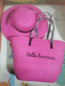 Set Cappello e Borsa da Spiaggia da Donna Ricamata in Paglia, Stile Estivo 2026, Grande Borsa a Mano Artigianale, Ideale per Vacanze - Vendita all'Ingrosso - Product Image 3