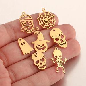 נירוסטה עכביש באינטרנט גולגולת ארון קבורה רוח שלד קסם ליל כל הקדושים תליון לעגיל תכשיטים שרשרת עגיל עושה אביזר - Product Image 5