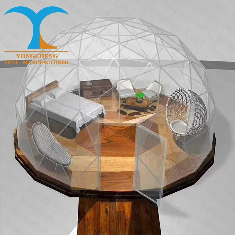 Fabriek Koop Luxe Winddicht Glamping Pvc Eco Geodetische Koepel Hotel Tent Voor Glamping Polycarbonaat Carport Tent Dome