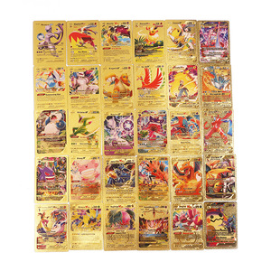 <b>Hot</b> Pokemoned Cards Pikachu Gold <b>Foil</b> Cards Pvc Collectible Board Game Chess English French Spanish Cards - Product Image 2