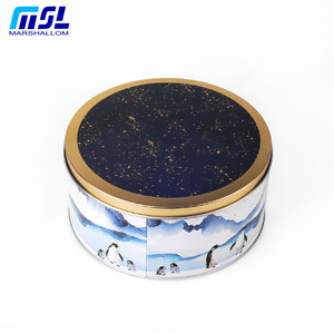Phẳng Lớn Vàng Rỗng Thực Phẩm Vòng Kim Loại 8 Inch <span class=keywords><strong>Cookie</strong></span> Tins Hoặc Bánh Tins Can - Product Image 5