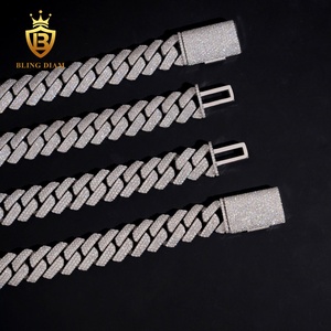 Mặt dây chuyền Hip Hop kiểu dây Cuban Link 15mm ba hàng, bạc 925, đá Moissanite VVS, giá sỉ kho Mỹ, máy kiểm tra kim cương - Product Image 2