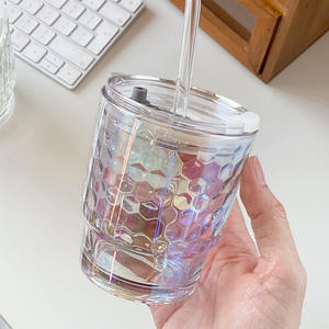 Vente en gros de tasse en verre d'eau de lait de café de réfraction colorée de la simplicité Ins de 400ml - Product Image 6