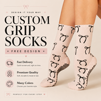 Chaussettes de fitness en coton pour femmes, antidérapantes, pour yoga, danse, pilates, avec logo personnalisé sur le bord du mollet