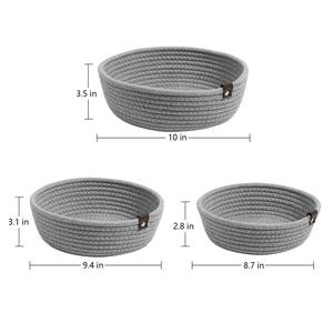 Set of 3 Cotton Rope Nesting Bowls Cute Closet <strong>Baskets</strong> and Bins for Shelves Mini <strong>Table</strong> <strong>Basket</strong> Organizer - Product Image 1