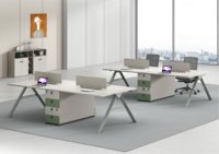 Mobilier de bureau moderne ouvert modulaire pour 2 4 6 personnes avec poste de travail Table de bureau design avec pieds en métal et cuir