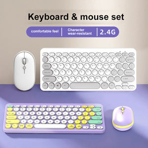 Clavier et souris sans fil rétro 2,4 GHz avec touches multicolores, vente en gros directe d'usine - Product Image 2