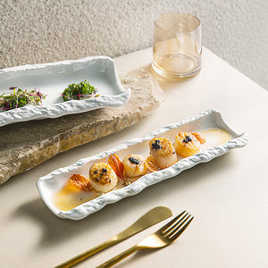 Platos de Cerámica para Restaurante Horeca, Bandeja para Comida, Plato de Sushi, Fuente de Porcelana Japonesa para Sashimi, Bandejas de Postre, Plato para Servir, Platos Alargados - Product Image 1