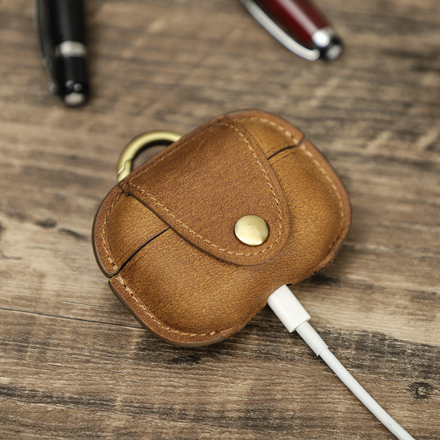 For airpods Pro 2 Leather Earphone case Crazy Horse Leather Protective Cover Retro Convenient Earphone Cover