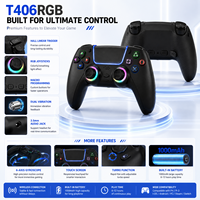 Control Inalámbrico BT RGB con Luz, Giroscopio de 6 Ejes, Joystick para PC, Panel Táctil, Doble Vibración para PC Steam, Control Multifunción para