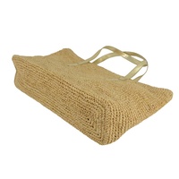 Sac fourre-tout en raphia naturel de Madagascar, fait à la main, en raphia crocheté, avec doublure en toile, fermeture à glissière