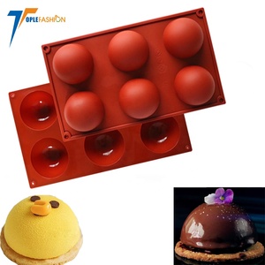 6 semi agujero para hornear de silicona <span class=keywords><strong>molde</strong></span> Chocolate pastel jalea budín jabón hecho a mano cúpula Mousse de forma redonda media esfera - Product Image 6