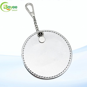 360° Rotating Flip Cover Design Custom Embossed Silver Sheepskin Compact <b>Mirror</b> Foldable Pocket Portable Travel makeup <b>mirror</b> - Product Image 5