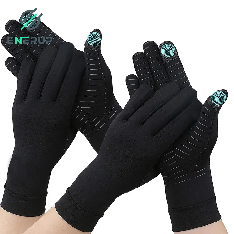 Медные перчатки Enerup OEM/ODM для сенсорного экрана от артрита, бытовые рабочие компрессионные Перчатки для фитнеса