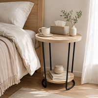 Table d'appoint ronde moderne avec cadre en métal doré et plateau en bois, marbre, bambou ou résine, table basse pour salon, OEM ODM