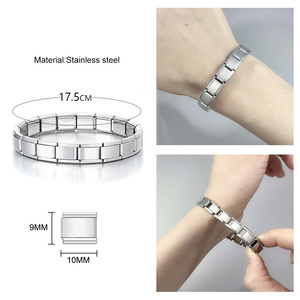 Módulo de combinación de bricolaje de moda Encantos italianos Elasticidad de acero inoxidable 18PC Módulos Pulsera al por mayor - Product Image 5
