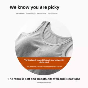 Canottiere antiesposizione da <span class=keywords><strong>donna</strong></span> in cotone a coste in viscosa canottiera antiscivolo coppe con copertura laterale del seno Top in tinta unita - Product Image 4