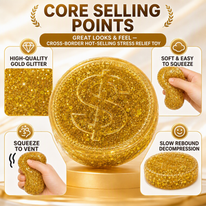 Pièce de Monnaie Porte-Bonheur <span class=keywords><strong>en</strong></span> <span class=keywords><strong>Or</strong></span> TPR Squishy Scintillant Symbole <span class=keywords><strong>Dollar</strong></span> Jouet à Presser à Rebond Lent Anti-Stress Fidget Fortune Sensoriel de Bureau TONGXIN - Product Image 3