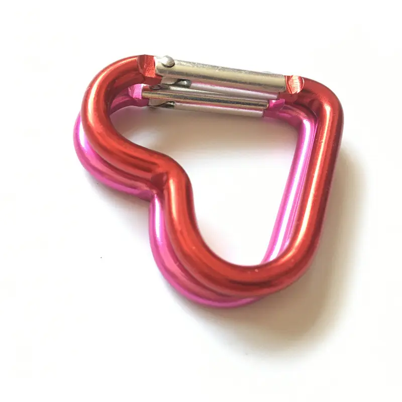 दिल के आकार एल्यूमीनियम मिश्र धातु तस्वीर क्लिप कुंजी धारक Carabiner हुक