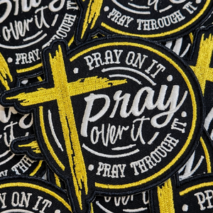 Parche Bordado Personalizado con Diseño de Forma Irregular Cortada a Láser, Logotipo Religioso de Jesús, Letra Personalizada, para Ropa - Product Image 1