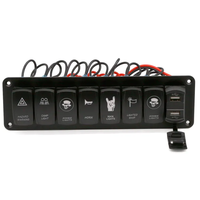 12V noir 7 gang interrupteur panneau acier inoxydable bouton poussoir voiture Marine bateau 4.2A double chargeur Usb prise de courant Led interrupteur à bascule