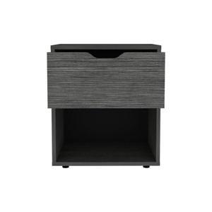 Nightstand End Table 19.7 H Light Gray with <b>Open</b> Shelf <b>Storage</b> Drawer Bedroom Furniture - Product Image 4