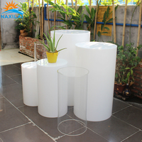 Supports de cylindre blancs 5 pièces supports de piédestal en acrylique support de gâteau pour décor de piliers de socle en plastique rond d'affichage