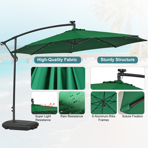 Venta caliente grande resistente 3M jardín playa plátano voladizo sombrilla <span class=keywords><strong>Patio</strong></span> Led sombrilla con luces solares - Product Image 5