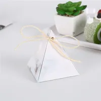 웨딩 사탕 상자 카톤 피라미드 결혼식 용품 선물 웨딩 사탕 상자 아기 쇼 초콜릿 포장 리본
