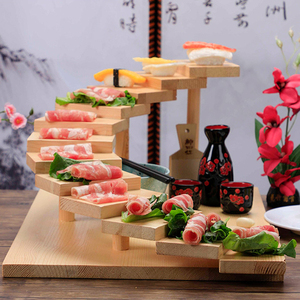 ถาดไม้<span class=keywords><strong>ซูชิ</strong></span>ทำจากไม้ธรรมชาติแบบหมุนได้การออกแบบบันไดเป็นขั้นๆอเนกประสงค์ทนทานสำหรับใช้ในครอบครัวและร้านอาหาร - Product Image 6