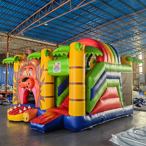 Castillo Inflable Comercial <span class=keywords><strong>de</strong></span> Grado Profesional para Alquiler en Fiestas, Castillo Inflable <span class=keywords><strong>con</strong></span> Tobogán <span class=keywords><strong>de</strong></span> León y Tigre para Niños y Adultos - Product Image 3
