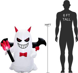 Fantôme diable blanc gonflable d'Halloween avec lumières LED intégrées pour la décoration de pelouse de jardin de cour de fête extérieure intérieure - Product Image 2