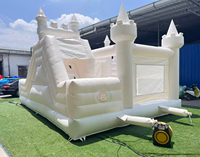 Vente en gros de châteaux gonflables commerciaux, combinés avec toboggan aquatique blanc, mini châteaux gonflables pour enfants, pour la location événementielle
