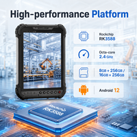 Tablette robuste 8 pouces, processeur octa-core 2,4 GHz, 8 Go de RAM, 256 Go de stockage, Android 12, batterie 5000 mAh, pour travaux de terrain en extérieur