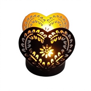Modern Gold Metal Heart Shaped <b>Reindeer</b> Tea <b>Light</b> Holder for <b>Christmas</b> Decor - Product Image 1