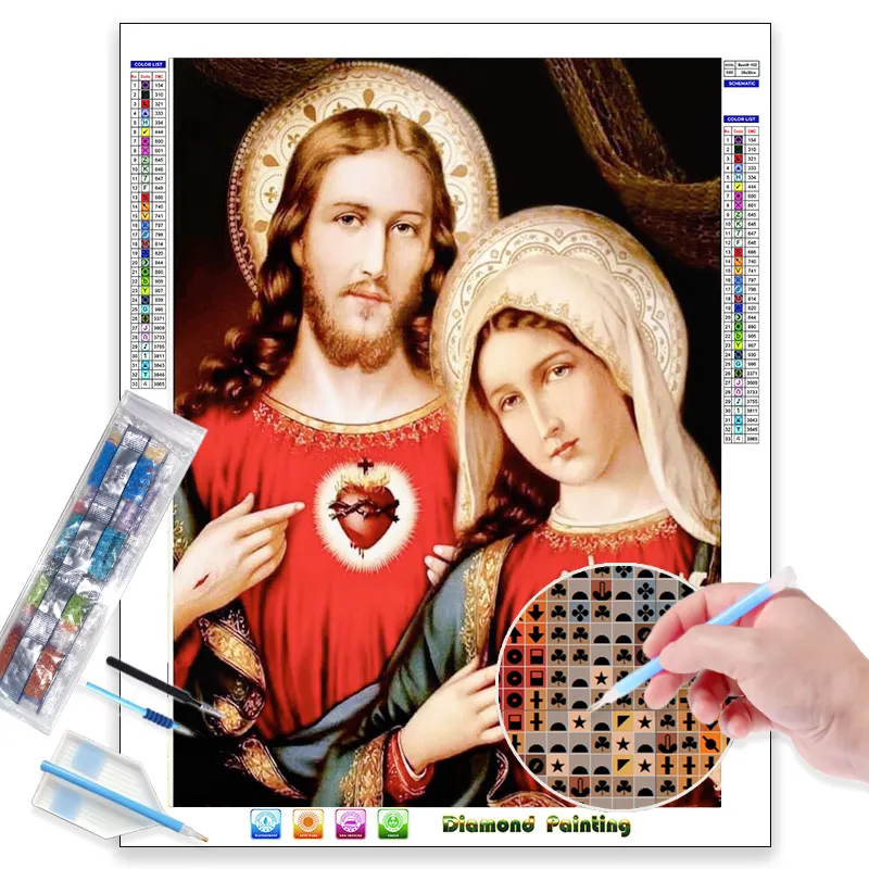 그림 초상화 다이아몬드 그림 디지털 인쇄 그림 모자이크 5d 크리스탈 기독교 종교 다이아몬드 그림