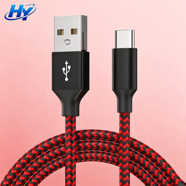 Wholesale Weaving Nylon Braided Fast Charging Data Cable Type-C Reinforced Strain Relief PVC Jacket Anti-Oxidation Printer