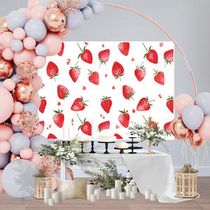 <span class=keywords><strong>Sfondo</strong></span> acquerello fragola, vivace, durevole, e facile da usare fotografia di scena per la festa di compleanno, tavolo da Dessert, Studio - Product Image 5