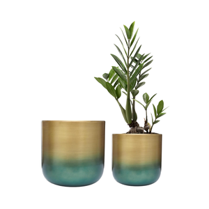 Maceta de interior ombré de latón, juego de macetas de Metal para plantas de interior, macetas decorativas para sala de estar - Product Image 1