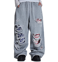 Personalisierte Sweatpants mit Logo-Print und Aufnähern, Baumwoll-Jogginghose, Oversized, Heavyweight, Baggy Herren Cargo Sweatpants