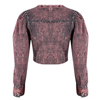 Odm nouveau design col rond poche plaquée haut court bouton coton manches bouffantes tricoté cardigan jupe tricoté 2 pièces ensemble