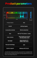 Clavier de jeu à membrane G21 pour commande en gros, personnalisé, 104 touches, anti-ghosting, rétroéclairage RGB, USB Type-C, touches multimédias hot-swap