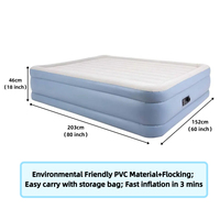 Lit de matelas pneumatique gonflable surélevé Premium Queen Size 203x152x46cm avec surface floquée à pompe intégrée pour un usage domestique intérieur