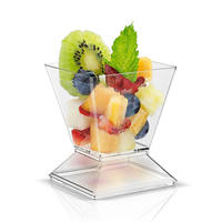 Gobelets jetables de 60 ml sans BPA, transparents, mini-tasses à pudding, yaourt, avec couvercle, pour fêtes, glaces, gelées, mousses, desserts