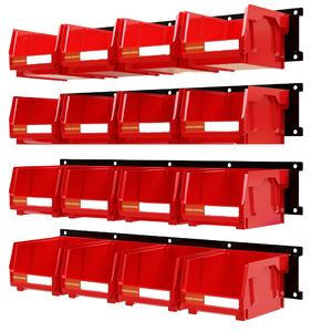 LEADLOONG Pièce de garage en plastique métal rouge Pièces organisées <span class=keywords><strong>Bin</strong></span> <span class=keywords><strong>Rack</strong></span> 49.7*11.4 CM/19.6*4.5 INCH Montage mural Organisation Durable - Product Image 1